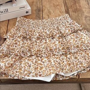 Altar'd State Floral Mini Skirt - Brown and Cream